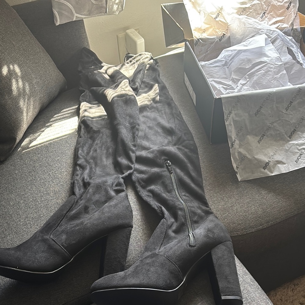 Black Knee-High Boots , fashion nova